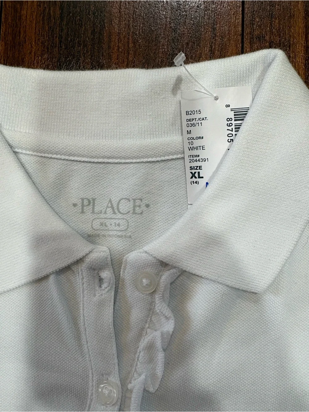The Children's Place White Girls White Polo Shirt NWT size XL 14 uniform